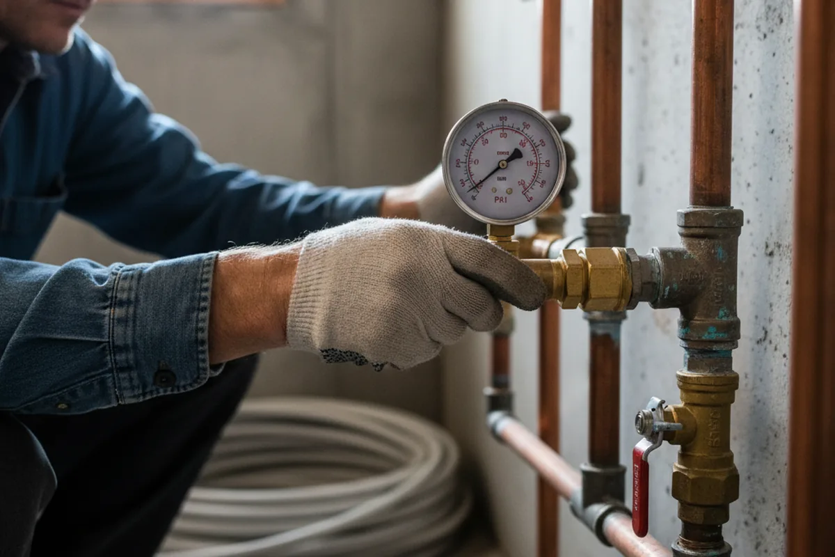 Pressure testing a repaired line during Water Line Repair in Amesbury